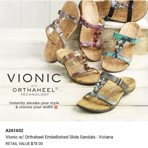 Vionic by Orthaheel Viviana Jeweled Embellished Snakeskin Sandals - Picture 10 of 10